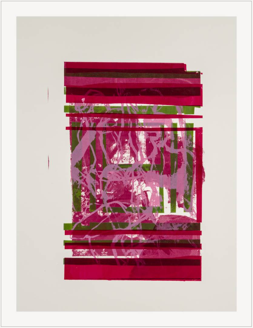 Tapu-015, Monotype Screen Print, Gouache on Paper, 40x30